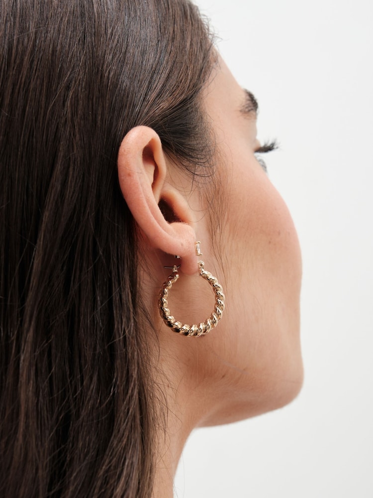 Jon Richard Gold Tone Polished Twist Hoop Earrings - Image 2 of 3 Jon Richard Gold Tone Polished Twist Hoop Earrings - Image 2 of 3
