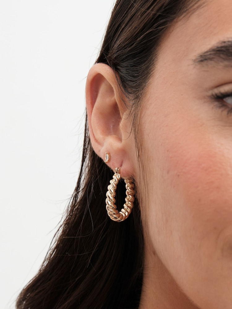 Jon Richard Gold Tone Polished Twist Hoop Earrings - Image 3 of 3 Jon Richard Gold Tone Polished Twist Hoop Earrings - Image 3 of 3