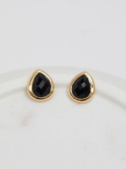 Jon Richard Gold Tone Jet Peardrop Stud Earrings - Image 2 of 3