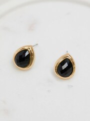 Jon Richard Gold Tone Jet Peardrop Stud Earrings - Image 3 of 3