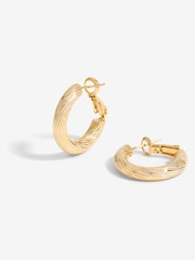 Jon Richard Gold Tone Polished Diamond Cut Hoop Earrings - Image 1 of 3
