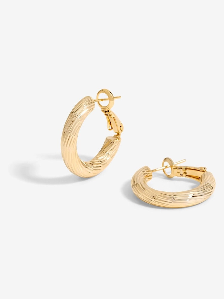 Jon Richard Gold Tone Polished Diamond Cut Hoop Earrings - Image 1 of 3