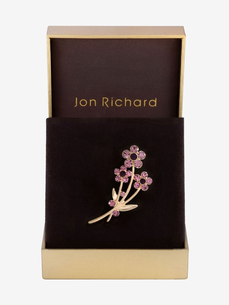 Jon Richard Gold Tone Amethyst Floral Brooch - Image 2 of 3