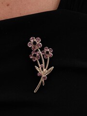 Jon Richard Gold Tone Amethyst Floral Brooch - Image 3 of 3