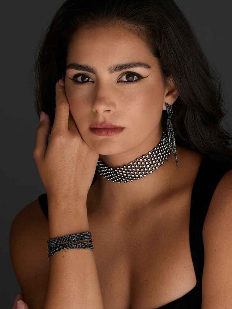 Jon Richard Black Jet Diamante Cuff Bracelet - Image 1 of 4