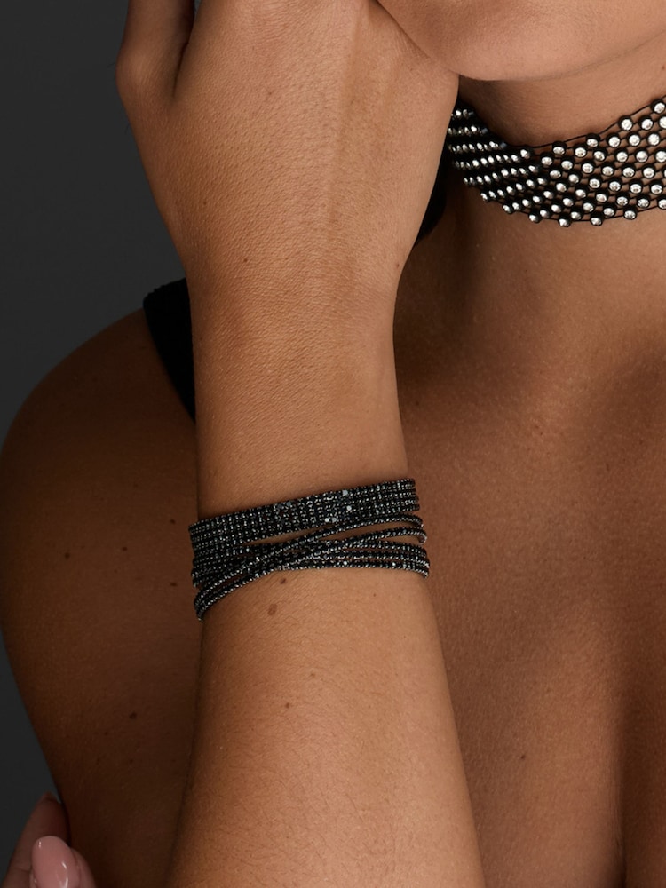 Jon Richard Black Jet Diamante Cuff Bracelet - Image 2 of 4