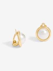Jon Richard Gold Tone Polished And Pearl Centre Clip Earrings - Image 2 of 2