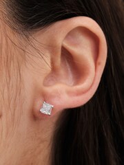 Jon Richard Silver Tone Cubic Zirconia Square Stud Earrings - Image 1 of 2
