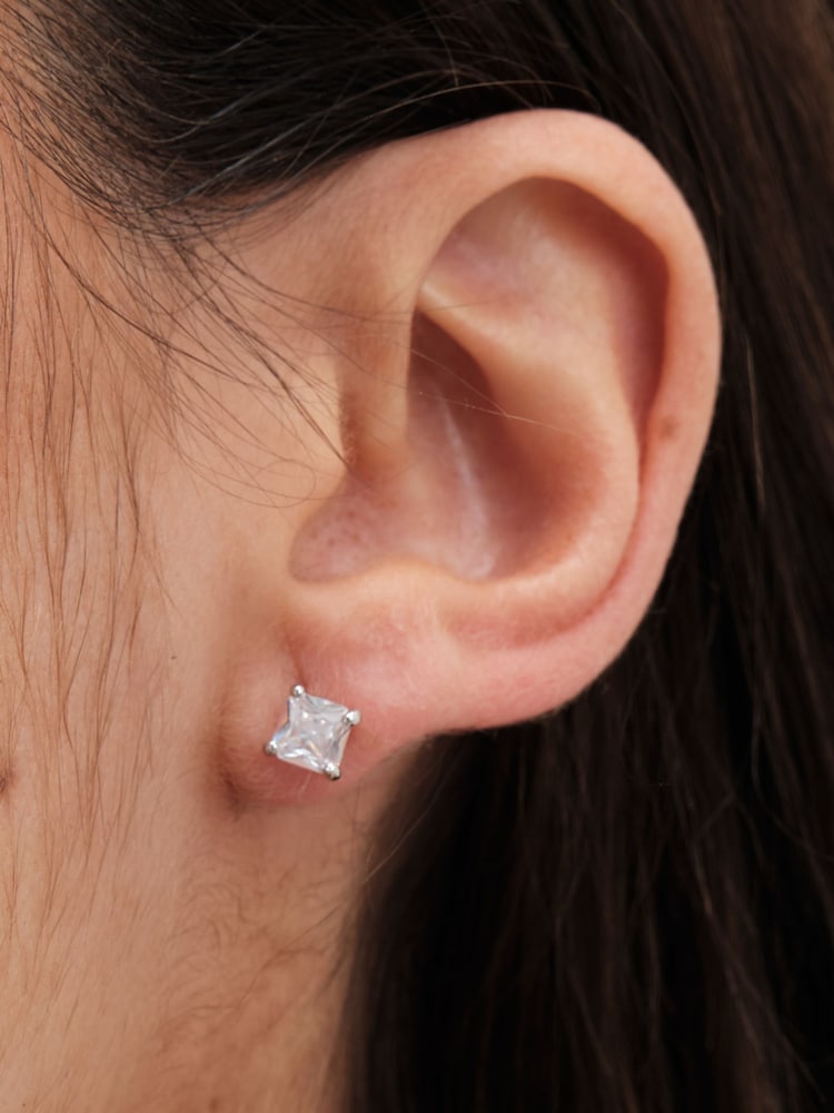 Jon Richard Silver Tone Cubic Zirconia Square Stud Earrings - Image 1 of 2