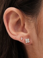 Jon Richard Gold Tone Crystal Floral Mini Stud Earrings - Image 2 of 2