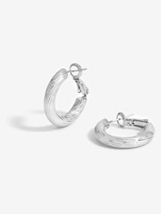 Jon Richard Silver Tone Polished Diamond Cut Hoop Earrings - Image 1 of 4
