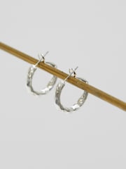 Jon Richard Silver Tone Polished Diamond Cut Hoop Earrings - Image 2 of 4