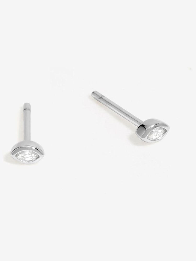 Simply Silver Silver Tone 925 Cubic Zirconia Marquise Stud Earrings - Image 1 of 3