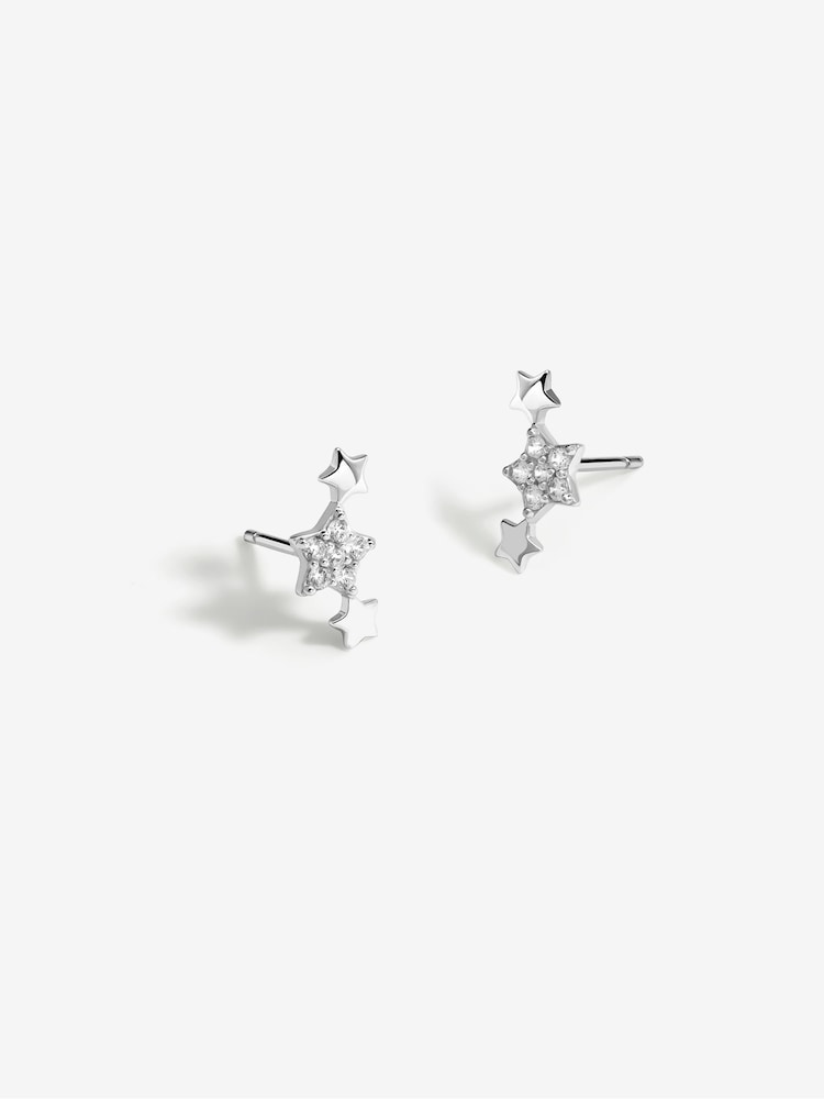 Simply Silver Silver Tone 925 Cubic Zirconia Mini Star Climber Earrings - Image 1 of 3