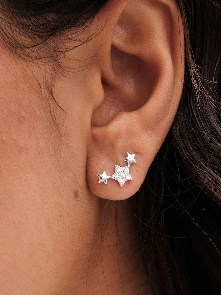 Simply Silver Silver Tone 925 Cubic Zirconia Mini Star Climber Earrings - Image 3 of 3