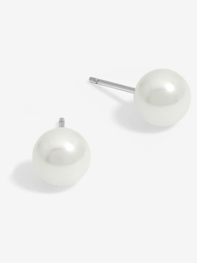 Simply Silver Silver Tone 925 Pearl Stud 8mm Earrings - Image 1 of 3
