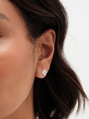 Simply Silver Silver Tone 925 Polished And Cubic Zirconia Pave Clover Stud Earrings - Image 3 of 3