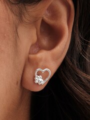 Simply Silver Silver Tone 925 Open Heart Polished Paw Earrings - Image 2 of 3