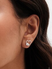 Simply Silver Silver Tone 925 Open Heart Polished Paw Earrings - Image 3 of 3