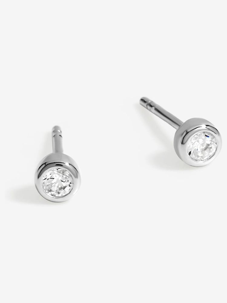 Simply Silver Silver Tone 925 Cubic Zirconia Mini Besel Stud Earrings - Image 1 of 3