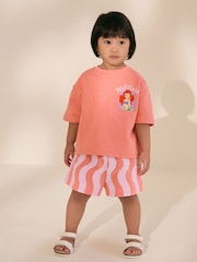 Coral Pink Little Mermaid Ariel Top & Shorts Set (3mths-7yrs) - Image 2 of 8