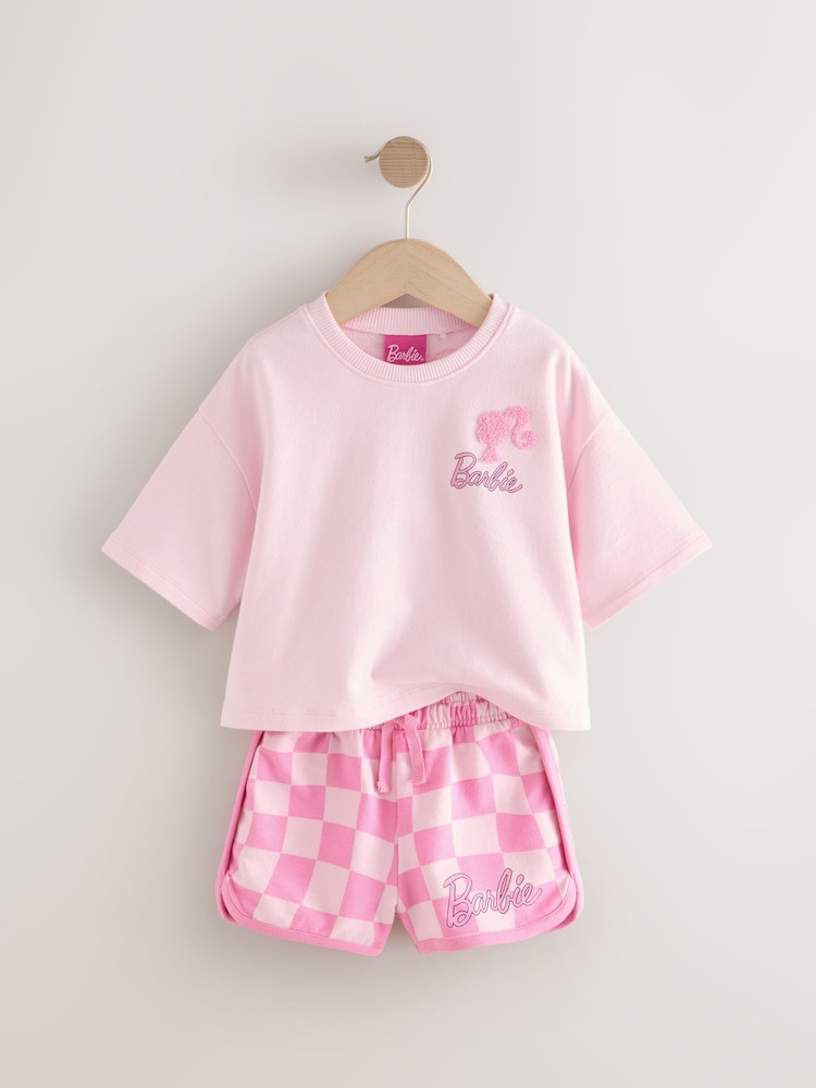 Pink 100% Cotton Barbie Top & Shorts Set (3mths-7yrs) - Image 2 of 5