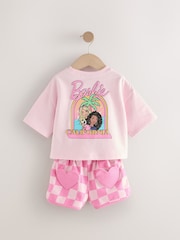 Pink 100% Cotton Barbie Top & Shorts Set (3mths-7yrs) - Image 3 of 5