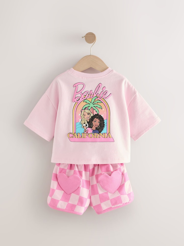 Pink 100% Cotton Barbie Top & Shorts Set (3mths-7yrs) - Image 3 of 5