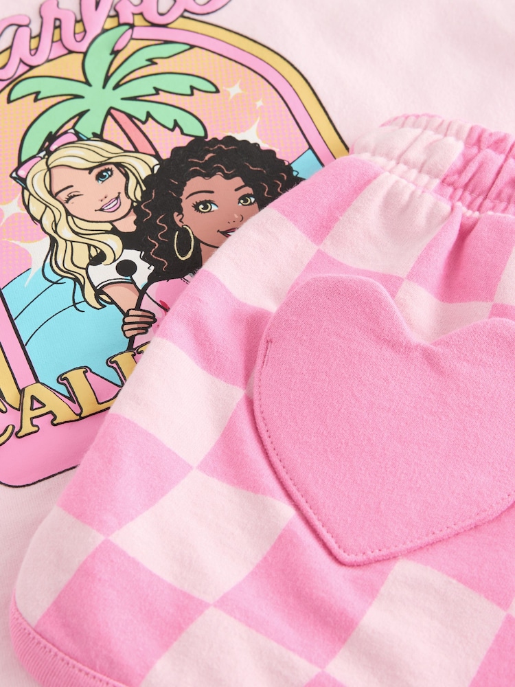 Pink 100% Cotton Barbie Top & Shorts Set (3mths-7yrs) - Image 5 of 5