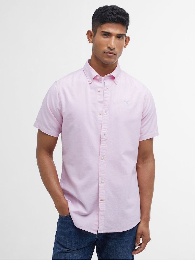 Barbour® Pink Oxtown Classic Short Sleeve Oxford 100% Cotton Shirt - Image 1 of 5