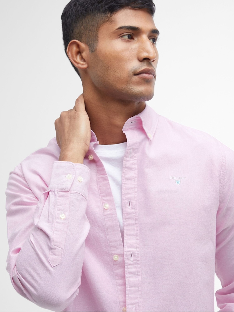 Barbour® Pink Oxtown Classic Oxford Long Sleeve 100% Cotton Shirt - Image 3 of 5