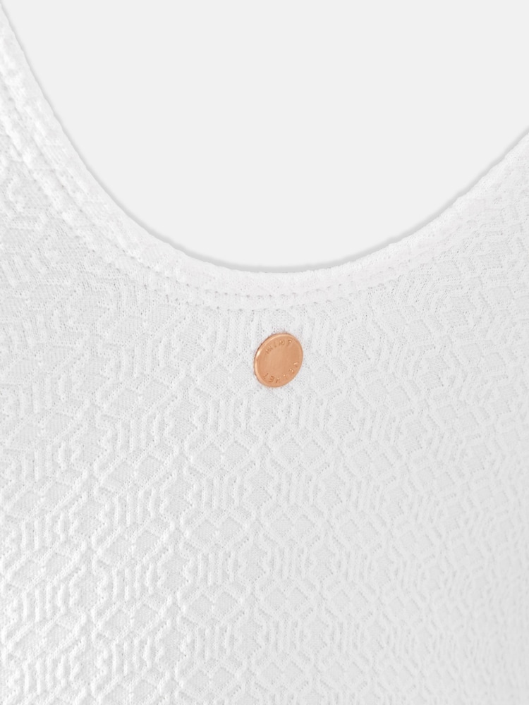 Mint Velvet White Tummy Control Plunge Ruffle Textured Swimsuit - Image 8 of 8
