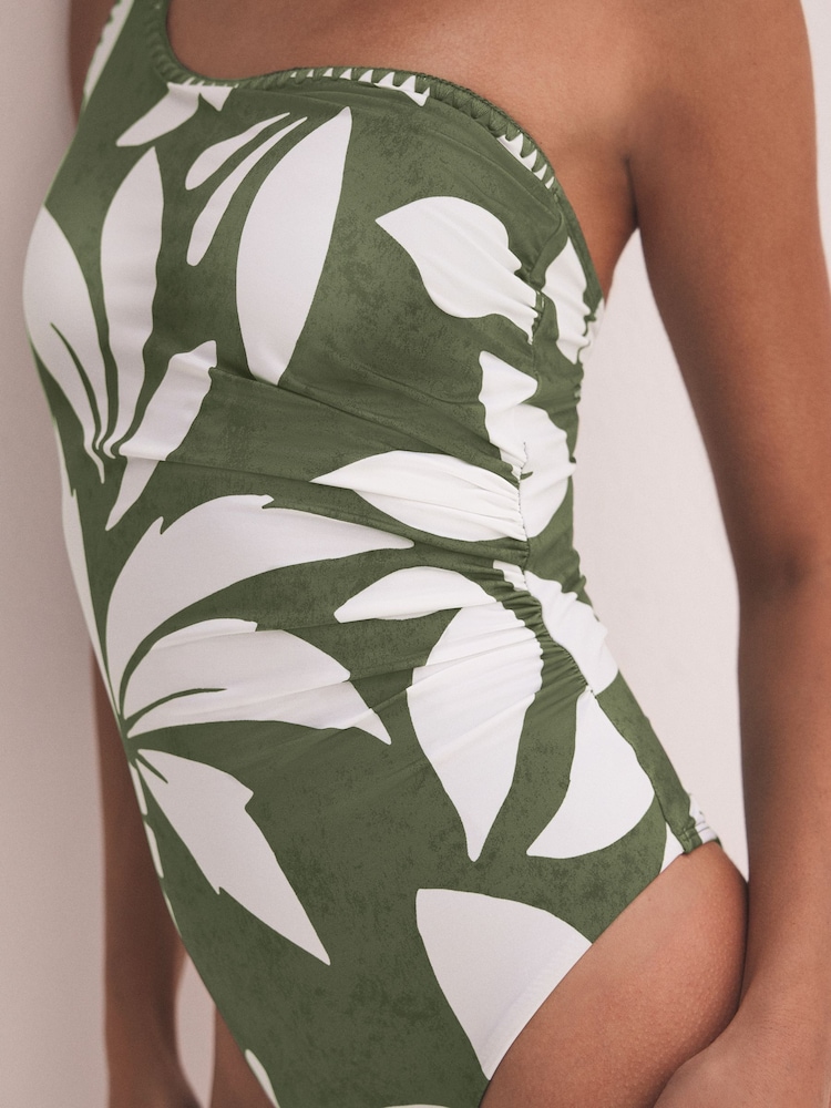 Mint Velvet Italian Fabric Tummy Control One Shoulder Swimsuit - Image 4 of 7