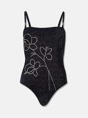 Mint Velvet Graphite Grey Tummy Control Beaded Swimsuit - Image 7 of 8
