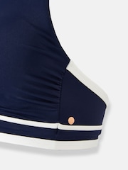 Mint Velvet Navy Piping Hardware Plunge Bikini Top - Image 10 of 10