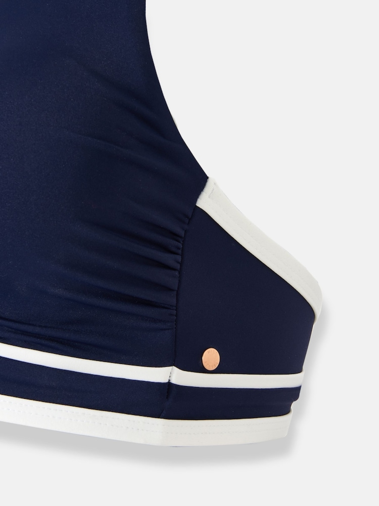 Mint Velvet Navy Piping Hardware Plunge Bikini Top - Image 10 of 10