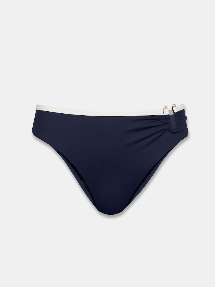 Mint Velvet Navy Piping Hardware Plunge Bikini Top - Image 2 of 10