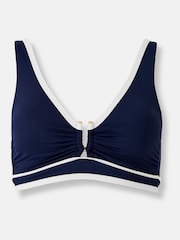Mint Velvet Navy Piping Hardware Plunge Bikini Top - Image 6 of 10