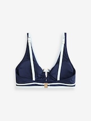 Mint Velvet Navy Piping Hardware Plunge Bikini Top - Image 7 of 10