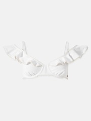 Mint Velvet White Ruffle Plunge Textured Bikini Top - Image 7 of 8