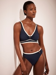 Mint Velvet Navy Piping Hardware High Leg Bikini Bottoms - Image 1 of 8
