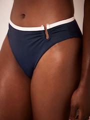 Mint Velvet Navy Piping Hardware High Leg Bikini Bottoms - Image 3 of 8