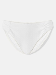 Mint Velvet White Ruched Textured High Leg Bikini Breifs - Image 5 of 6