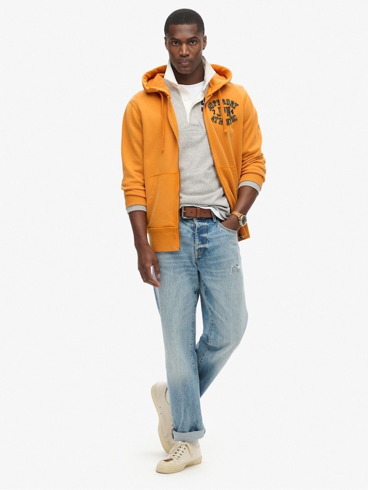Superdry Gold 100% Cotton Vintage Athletic Zip Hoodie - Image 1 of 3