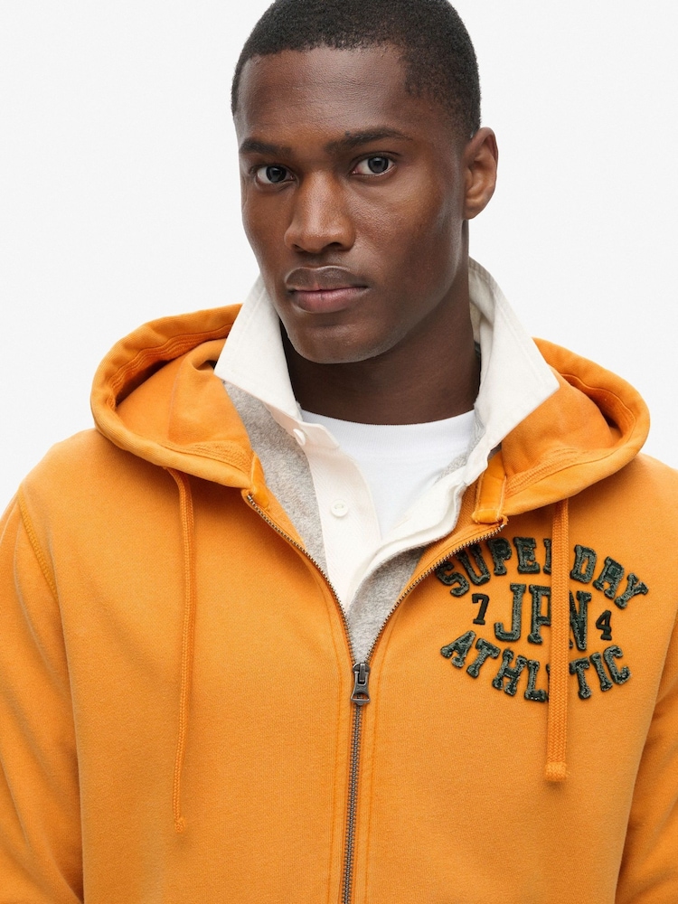Superdry Gold 100% Cotton Vintage Athletic Zip Hoodie - Image 2 of 3