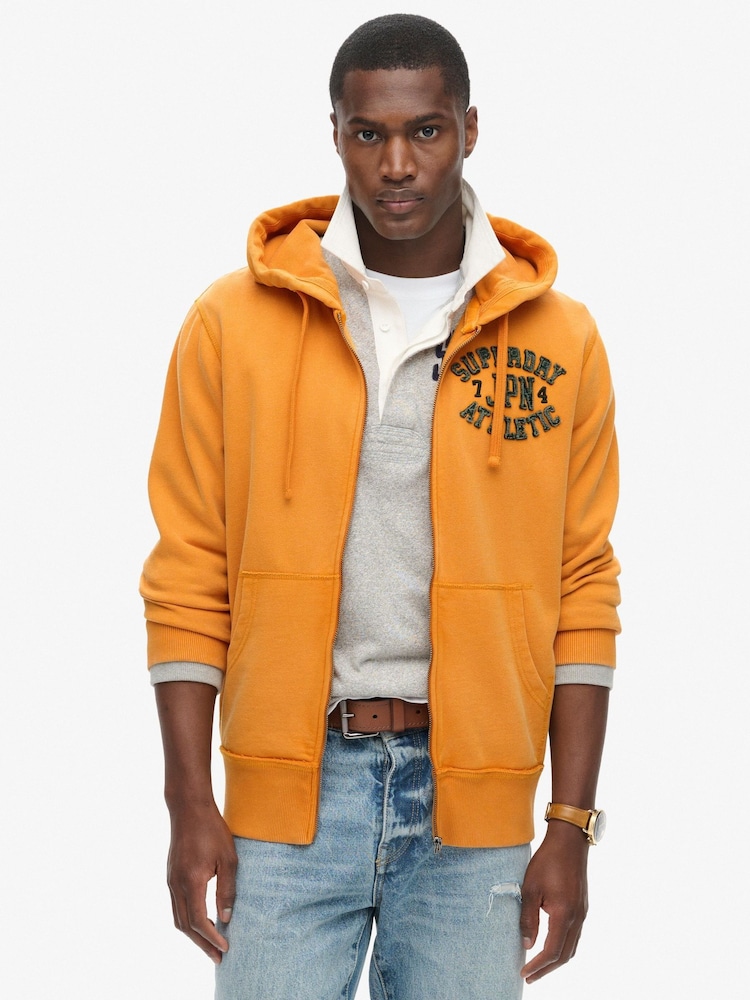 Superdry Gold 100% Cotton Vintage Athletic Zip Hoodie - Image 6 of 6 Superdry Gold 100% Cotton Vintage Athletic Zip Hoodie - Image 6 of 6