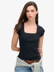 Superdry Blue Athletic Essentials Square Neck Top - Image 1 of 6