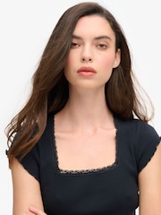 Superdry Blue Athletic Essentials Square Neck Top - Image 2 of 6
