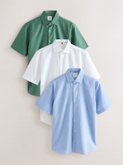 White/Light Blue/Seafoam Green - Cotton Blend Short Sleeve Shirts 3 Pack - Imagem 1 de 6