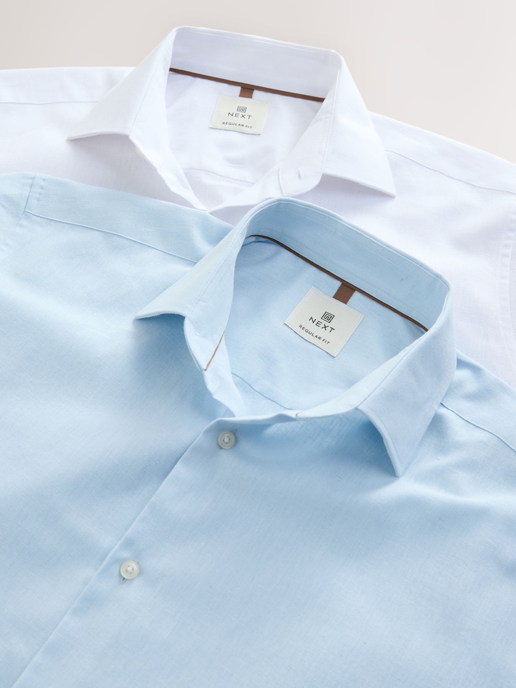 White/Light Blue - Cotton Blend Short Sleeve Shirts 2 Pack - Imagem 10 de 10